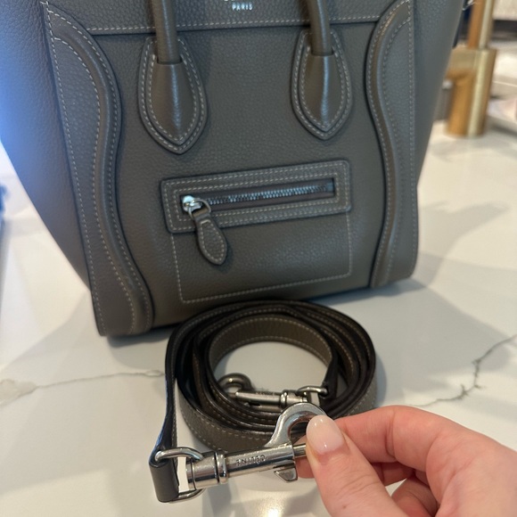 CELINE - Micro Luggage Handbag in Drummed Calfskin Leather in Souris - Picture 7 of 9